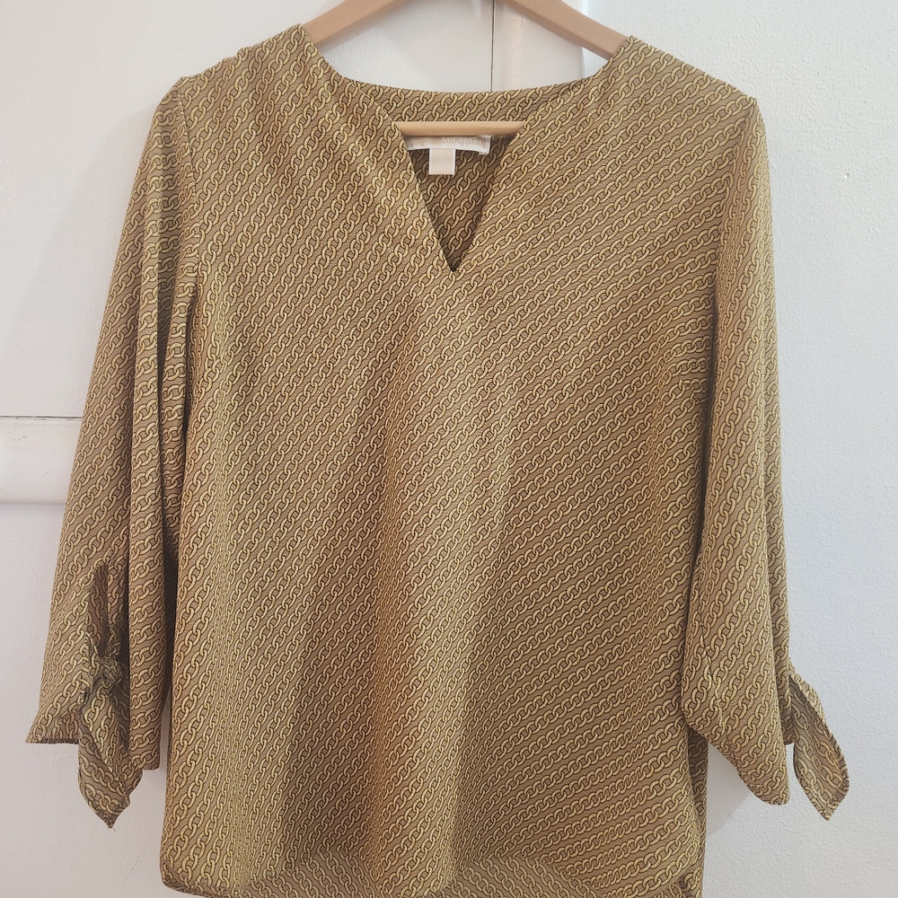 Michael Kors Gold V-Neck Blouse